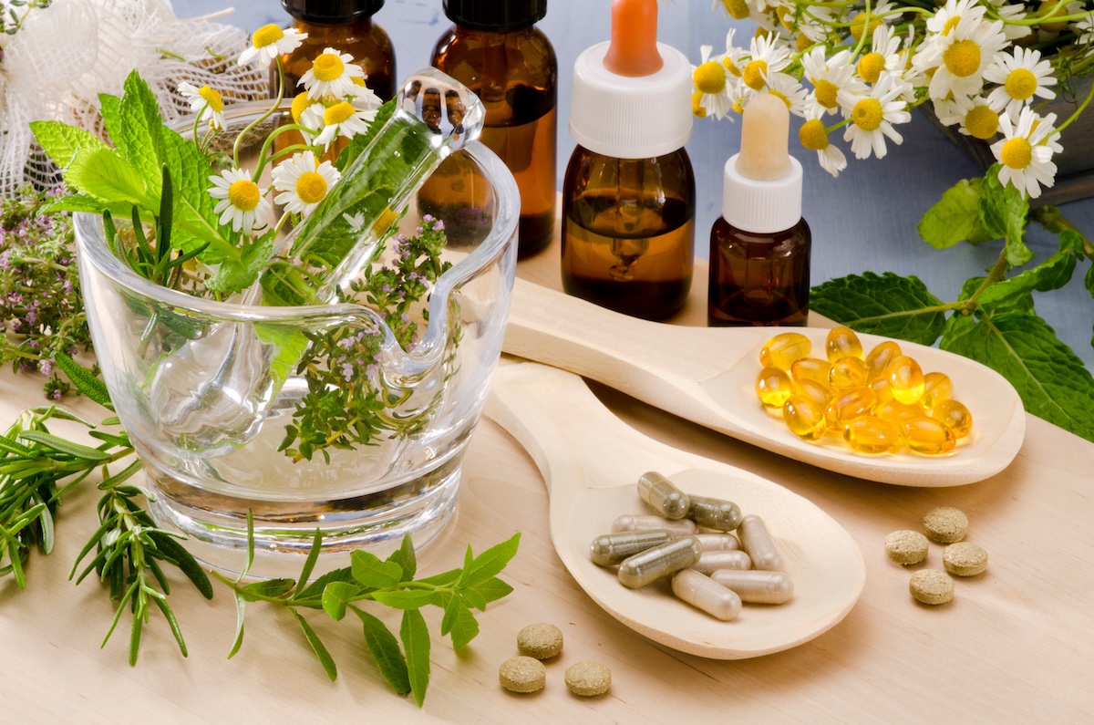 Natural health and wellness products including herbs, supplements, and essential oils, representing naturopathy services at Foundation Body Lab in Vancouver.